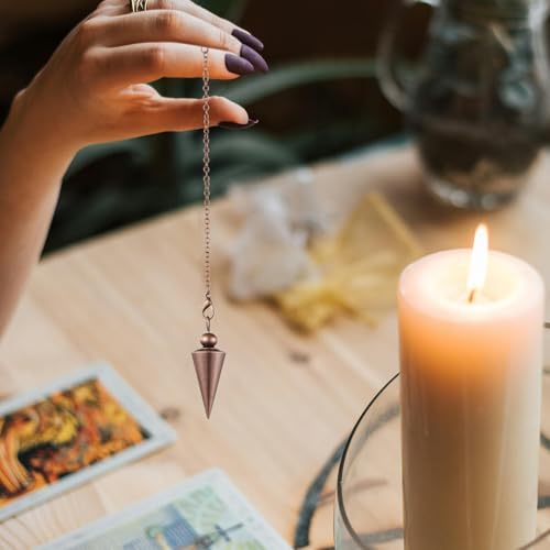 Hicarer 4 Pieces Copper Metal Pendulum for Dowsing, Classic, Bronze Colored