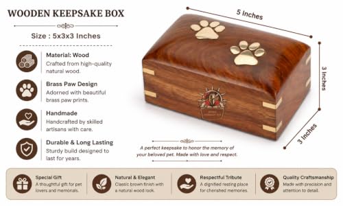 Rosewood Cremation Box Pet Urn Peaceful Pet Memorial Keepsake Urn for Ashes