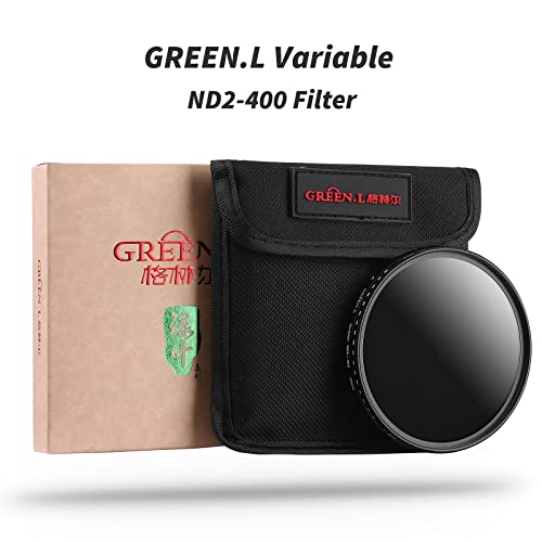 GREEN.L 62mm Variable ND Filter, Ultra Slim ND2 to ND400 (1-9 Stops) Adjustable Neutral Density Filter for Camera Lens