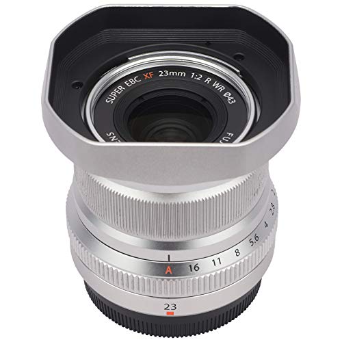 Metal Bayonet Lens Hood for Fujifilm XF 35mm F2 R WR FUJINON XF 23mm F2 R WR,XC 35mm F2,with Cap, Fuji 35mm F2 Lens Hood, Fuji 23mm F2 Lens Hood, 35mm F2 Hood, 23mm/F2 Hood, Replaces LH-XF35-2 Hood Silver