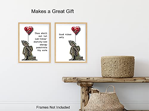 Good Vibes Only - Buddha Statue Wall Art - Encouragement Gifts for Women - Spiritual Gifts for Women - Zen Decor - Positive Quotes Wall Decor - Spa Room Decoration - Namaste Picture - Meditation Gift