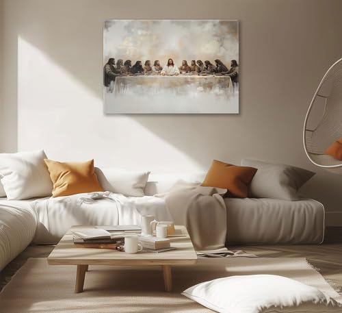 Jesus Last Supper Wall Art Christian Home Wall Decor 12x16in Framed 12"L x 16"W