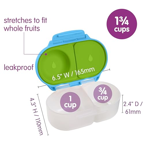 b.box Lunch Box Kids 2-pack, Mini Lunch Box + Snack Containers for Kids Blue/Green