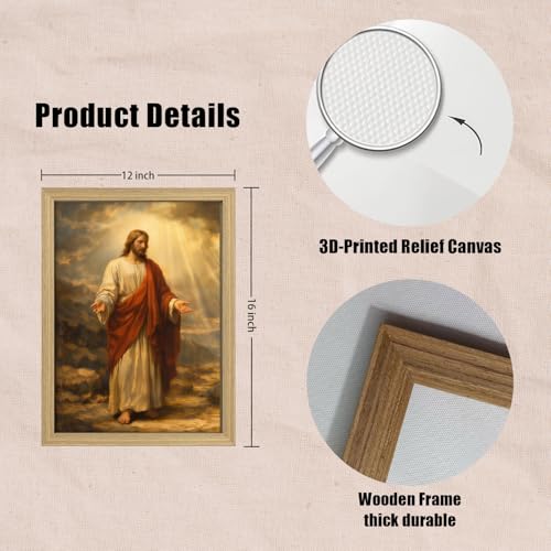 Framed Jesus Christian Canvas Wall Art 2Pcs 12X16 Inch Jesus Christian 026 16"L x 12"W