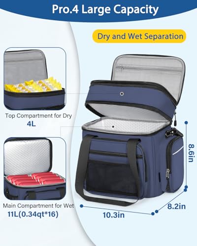 Expandable Lunch Box Men Insulated Double Deck Leakproof Cooler Bag 15-L C_Blue