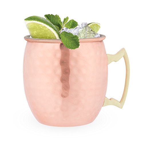 True Moscow Mule Mug, Stainless Steel, Copper Cups for Moscow Mules, Copper Bar Cart Accessories, 16 oz, Set of 2 Copper Hammered, Set of 2