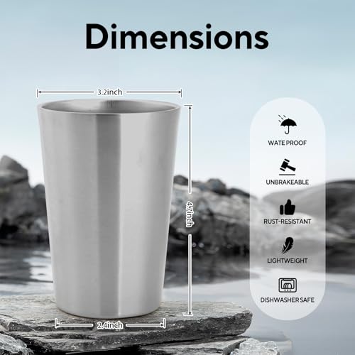 5 Pcs 12 oz Small Metal Cup, Double Wall Vacuum Stainless Steel Insulated Cup, Reusable Camping Cups Unbreakable Indoor Outdoor for Party, Home, Office, BBQ, Silver 12oz