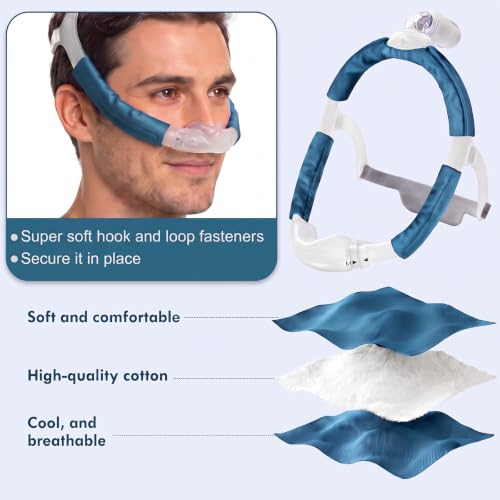 Satin Strap Covers, Silky Mask Frame Covers Pads Compatible with DreamWear or AirFit N30i/P30i Headband Cover Set Hair Protector (3, Navy) 3