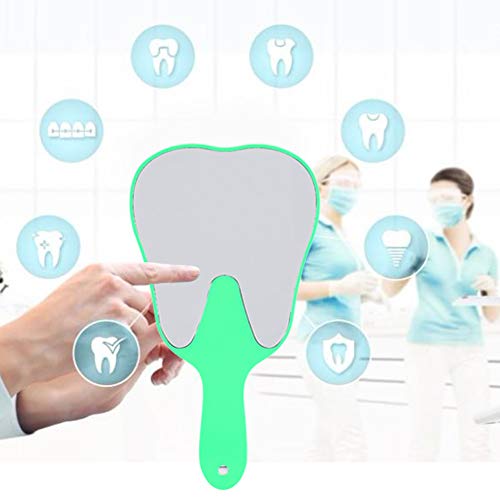 Hand Mirror, Small Hand Mirror, Single-sided Hand Mirror with Low Magnification, Dental Care Hand Mirror Tool, Fashionable, Cute Dental Care, Hand Mirror Tool, 4 Colors, Plastic Handle (Green)