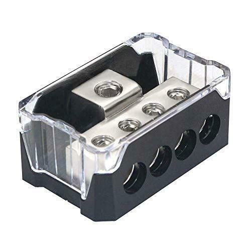 [Australia - AusPower] - 4 Way Power Distribution Block, 1x 0/2/4 AWG Gauge in / 4X 4/8/10 Gauge Out Amp Power Distribution Ground Distributor Connecting Block for Car Amplifier Audio Splitter 2 Pack 