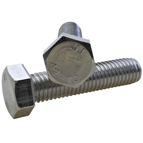 Pack of 5 M12x60mm 304 stainless steel hex head cap screws, 1.75mm thread pitch by MARO MEGASTORE