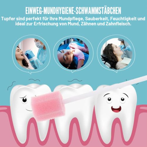 Healvian Disposable Mouth Sponge Sticks, Pack of 100, Hygienic, Sterile for Gentle Teeth and Gum Cleaning, Oral Care Swabs, Ideal for Children, Elderly and Travelers