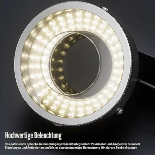 Microscope Polarized Optical System LED Lighting Ring Light, 96 Pieces LED Light Beads, Anti-Glare Light Source for Microscopes