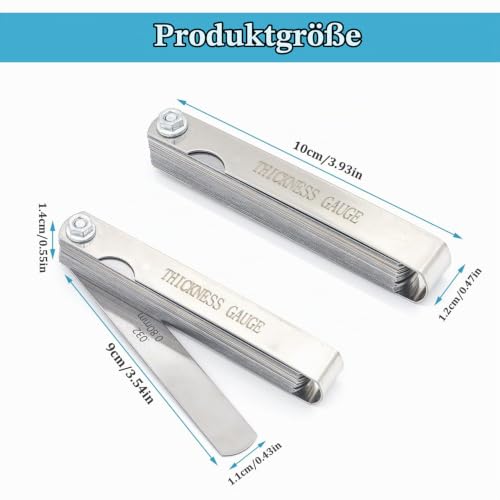 32 Blades Feeler Gauge 0.04-0.88mm Stainless Steel Feeler Gauge Valve Game | 0.04-0.88mm (0.0015-0.035"), Imperial and Metric Feeler Gauge Tool for Measuring Gap Guitars, Spark Plugs
