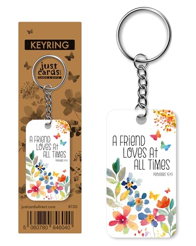 Christian Keyrings, Pack of 12 Bible Verse Keyrings, Wood and Metal, 6.3cm