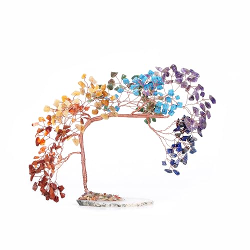 Natural Aquamarine Crystal Money Tree on Agate Slice Base – Feng Shui Gemstone Bonsai Tree for Healing Energy, Prosperity, Luck, Wealth, and Home Office Decor