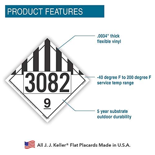 [Australia - AusPower] - 3082 Placard, Class 9 Miscellaneous 25-pk. - 10.75" x 10.75" Removable Self Adhesive Economy Vinyl for Short-Term Applications - J. J. Keller & Associates - Complies w/DOT Hazmat Placard Requirements 