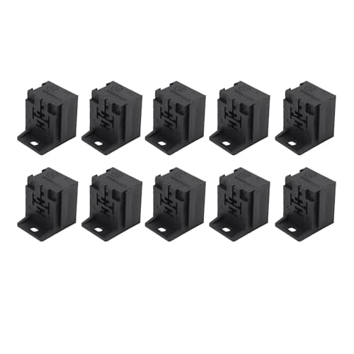 Relay Socket, 10 Pieces 5P 40A Relay Socket ABS with 50 Pieces Clamp ABS Relay Socket Easy Disassembly and for Car, Starter