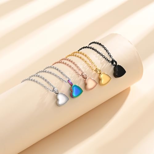 Cremation Jewelry Mini Heart Urn Necklace for Human Ashes for Women Men Memorial Ashes Keepsake Pendant Rose Gold