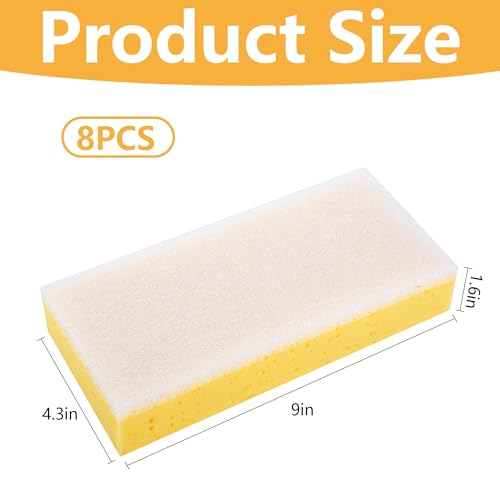 RUBII 8-piece drywall sanding sponge set with 9-inch dual-sided washable wet sanding blocks