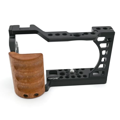 Camera Cage with Wooden Handgrip for Sony A6400 A6300 A6000 A6100 A6500 WoodGrip Included