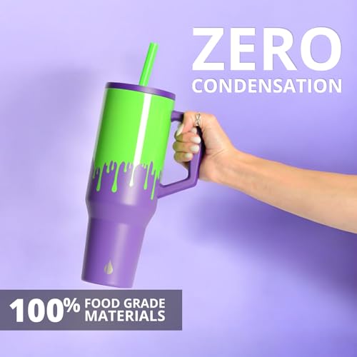 Elemental Spill Proof 40oz Insulated Tumbler with Handle & Straw Travel Mug 40 Ounces Poison Drip