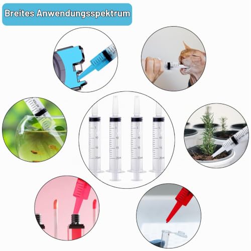 Syringes 20 ml Syringe Pack of 4 20 ml Disposable Syringes Plastic Dosing Syringe | HXC Syringe 20 ml with Cap Sterile Feed Syringe for Laboratory Animal Feeding Plant Watering Adhesive Application Halloween