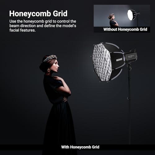 NEEWER Basics Octagonal Softbox Bowens Mount, 17.7" Quick Release Soft Box Lighting Set with Grid, Compatible with Aputure 150c Compatible with Godox SL60w, for FS300C FS150B HB80C CB200C Q6, NS62P 45cm/17.7"
