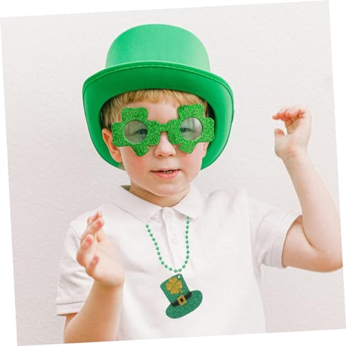 3pcs Clover Top Hat Necklace for St Patrick's Day Shamrock Necklace Bead String for Party Decor and Irish Accessories