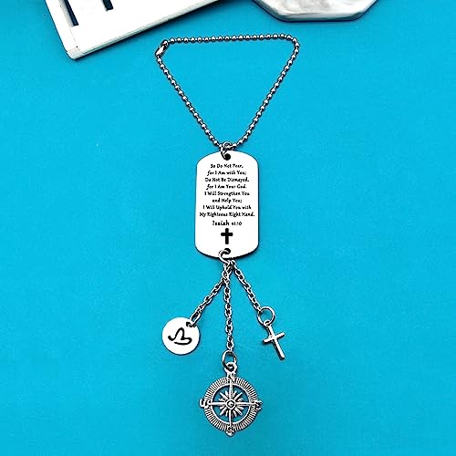 Christian Gifts Hanging Ornament Bible Verse Gift Car Rear View Mirror Hanging Accessories for Women Men Inspirational Religious Gifts Christmas Birthday Baptism Communion Gift
