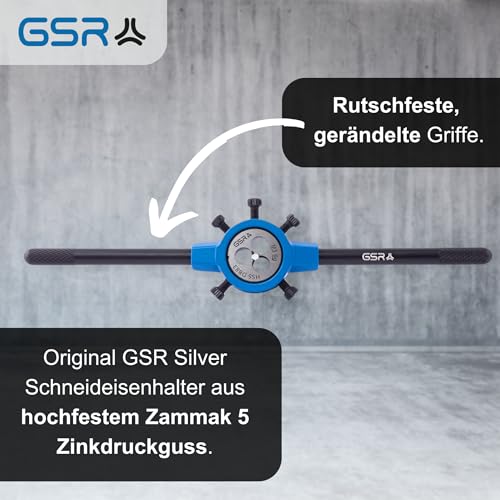 GSR Professional die set, 8 pieces, M3-M12, HSS-G thread cutter for external thread, diameter 25 x 9 mm, with die holder, in metal case, for steel, metal, craft and industry