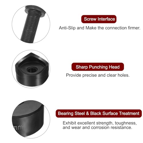 HARFINGTON 41mm sheet metal hole punch with bearing steel cutter and external hex shank, black