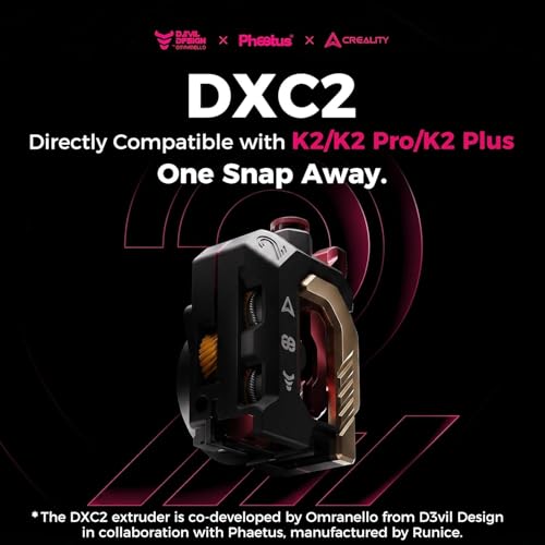 Creality Official DXC2 Extruder, K2/K2 Pro/K2 Plus Extruder Upgrade with Magnetic Snap-On 1s Tool-Free Access, DLC Filament Cutter & Dual-Gear Precision Drive for Creality K2 Series 3D Printer K2/K2 Pro/K2 Plus DXC2 Extruder