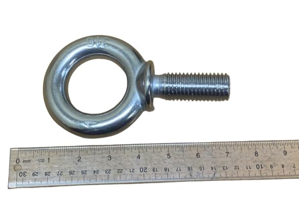 [Australia - AusPower] - US STAINLESS Stainless Steel 316 1" x 2 1/2" UNC Machinery Eye Bolt Marine Grade Bolt with 2" Eye ID Pitch of 8 