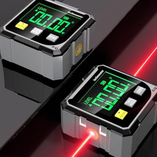 Digital Protractor with Laser, 4-Sided Magnetic Digital Spirit Level, Inclinometer Digital with LCD Display, IP54 Waterproof, Electronic Spirit Level for Woodworking, Construction, Decoration