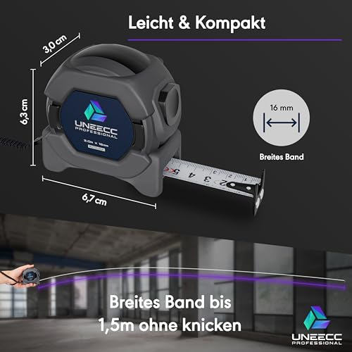 Premium Tape Measure 3 m | Auto Lock - Automatic Tape Lock | Tape Measure 3 m | Magnetic Hook | Tape Measure | Extremely Robust | Roll Tape Measure 1