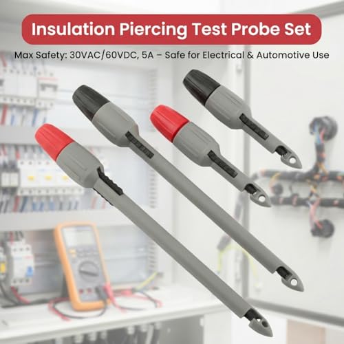 Wire Piercing Probe, Insulation Piercing Clip Set, Insulation Piercing Clip Tool for Multimeter, Voltage Voltmeter Thermometer Testing, Automobile Diagnosis, Electrical Circuit Troubleshoot (4 Pack)