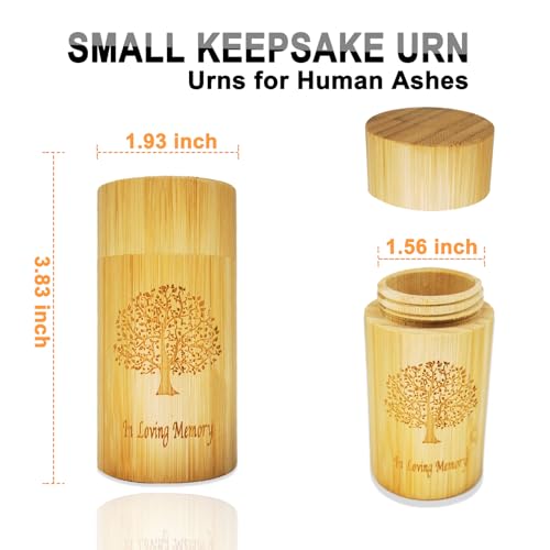 Biodegradable Small Scattering Urns for Human Ashes Adult, Eco Friendly Tubes with Tree of Life Pattern, 1.9''x3.8'', 2 Pcs Small,1.9''x3.8'',2 Pcs