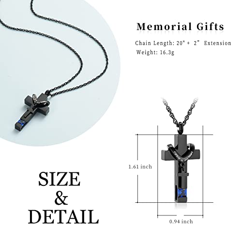 shajwo Cross Urn Necklace for Ashes Birthstone Rose Flower Cremation Jewelry for Women Gilrs Keepsake Memorial Ashes Pendant A-Dark Blue