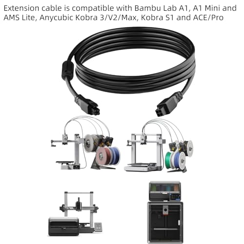 KOYOFEI 200CM Extension Cable for Bambu Lab AMS Lite, 3D Printer 2 Meter 4Pin Extension Cable for AMS Lite and A1, A1 Mini, ACE/Pro and Kobra 3/V2/Max, Kobra S1 Connection A1 Series