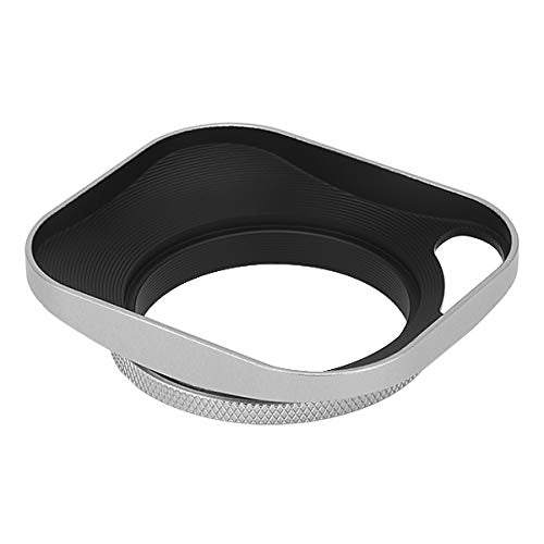 Haoge LH-S46P 46mm Square Metal Screw-in Lens Hood Hollow Out Designed with Cap for Leica Rangefinder Camera with 46mm E46 Filter Thread Lens Silver