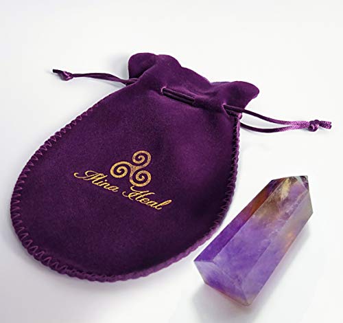 Amethyst Healing Crystal Wand Pointed & Faceted Prism Bar for Reiki Chakra Meditation Therapy Deco, Small gemstomes are Gifts (Colors May Vary Due Natural Properties) Amethyst