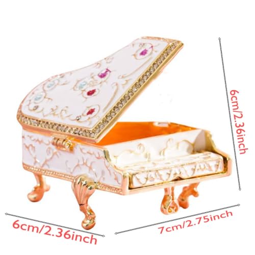 Dzrige Musical Jewelry Box for Women, Piano Music Box with Rhinestones