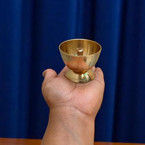 Brass Akhand Diya 2 Inch 80g – Traditional Oil Lamp for Puja, Aarti & Temple Use, Long Burning Jyot, Hindu Religious Diya for Home Mandir, Festival Decor & Spiritual Lighting