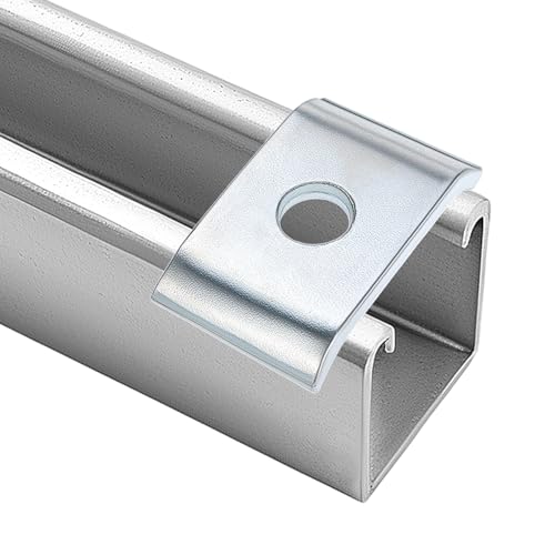 QWORK strut channel square washer plates for 1/2-inch bolts, 10-pack, electrogalvanized low-carbon steel