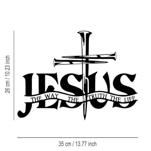Cross Jesus Truth Metal Wall Decor - Religious Spiritual Faith Room Decor Black Wall Art Home Decor for Living Room, Bathroom, Bedroom, Dining Room, Church (Black)