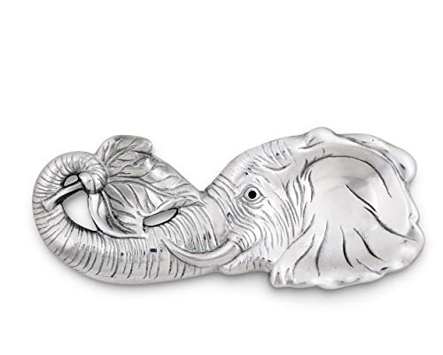 Arthur Court Elephant Spoon Rest Aluminum Decorative Holder for Kitchen Utensils 8 x 3.5 Inches