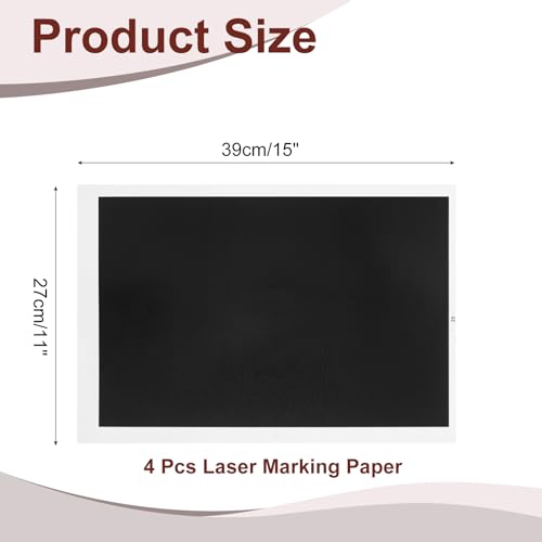 sourcing map 4 Pcs Laser Engraving Paper, 39 x 27cm Laser Marking Paper, Black Laser Paper Blank for Metal, Ceramics, Glass, Fiber Laser Marking