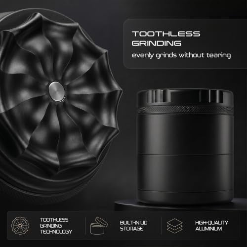 Viberium Toothless Grinder 2.4 Inch - Metal Grinder, Herb Grinders, Crusher Black