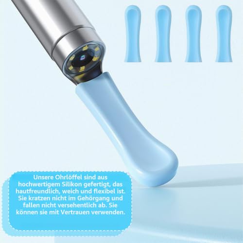 Pack of 30 Silicone Ear Cleaner Head for Earwax Remover, Silicone Ear Spoon Replacement Tips, Replacement Tips for Ear Suckers, Earwax Sucker Ear Cleaner Accessories (Blue)